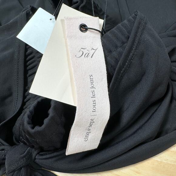 Cinq a Sept NWT Gizele Matte Jersey Tie Front Pants Black Size S Elastic Wasit - Picture 6 of 11